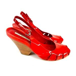 Via Spiga Red sling backs REAL PATENT LEATHER no PU